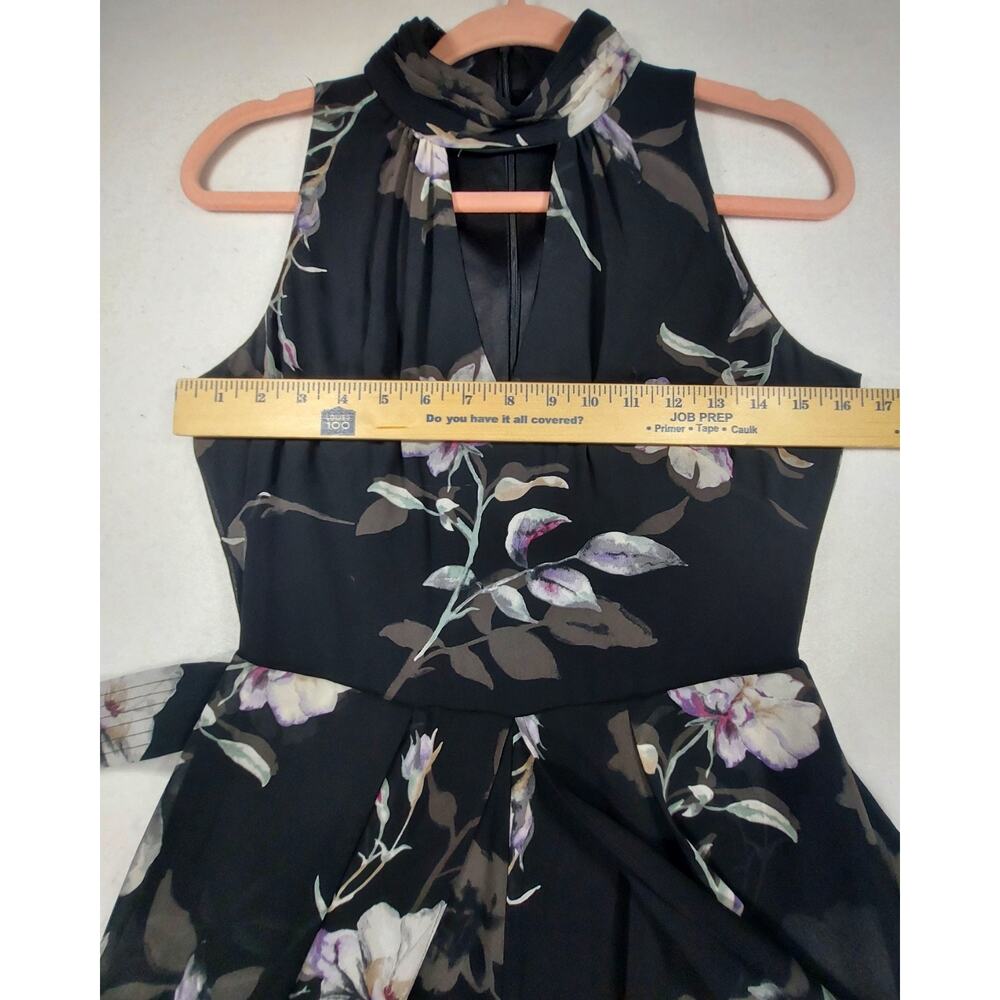 WHBM SZ 2 Belted Jumpsuit Floral Keyhole V-Neck Palazzo Wide Leg Sleeveless - Picture 11 of 15